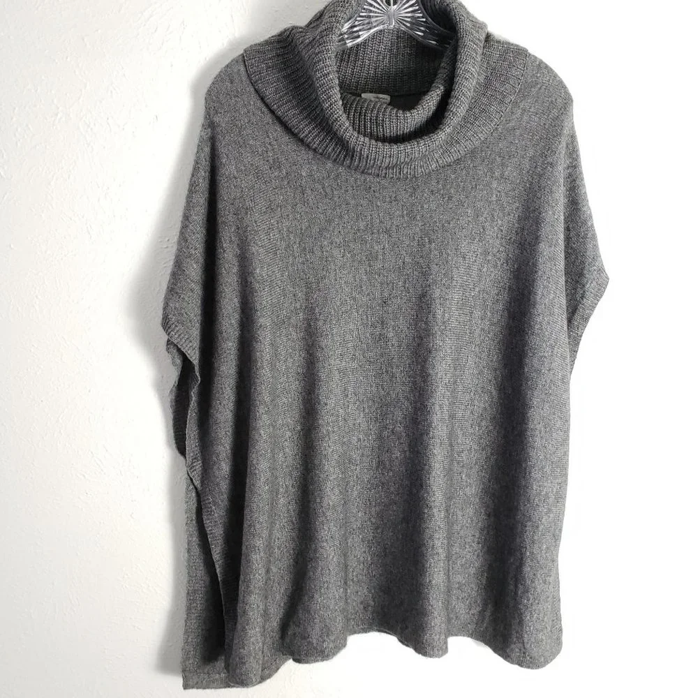 Halogen Wool & Cashmere Blend Cowl Neck Poncho - Picture 2 of 8